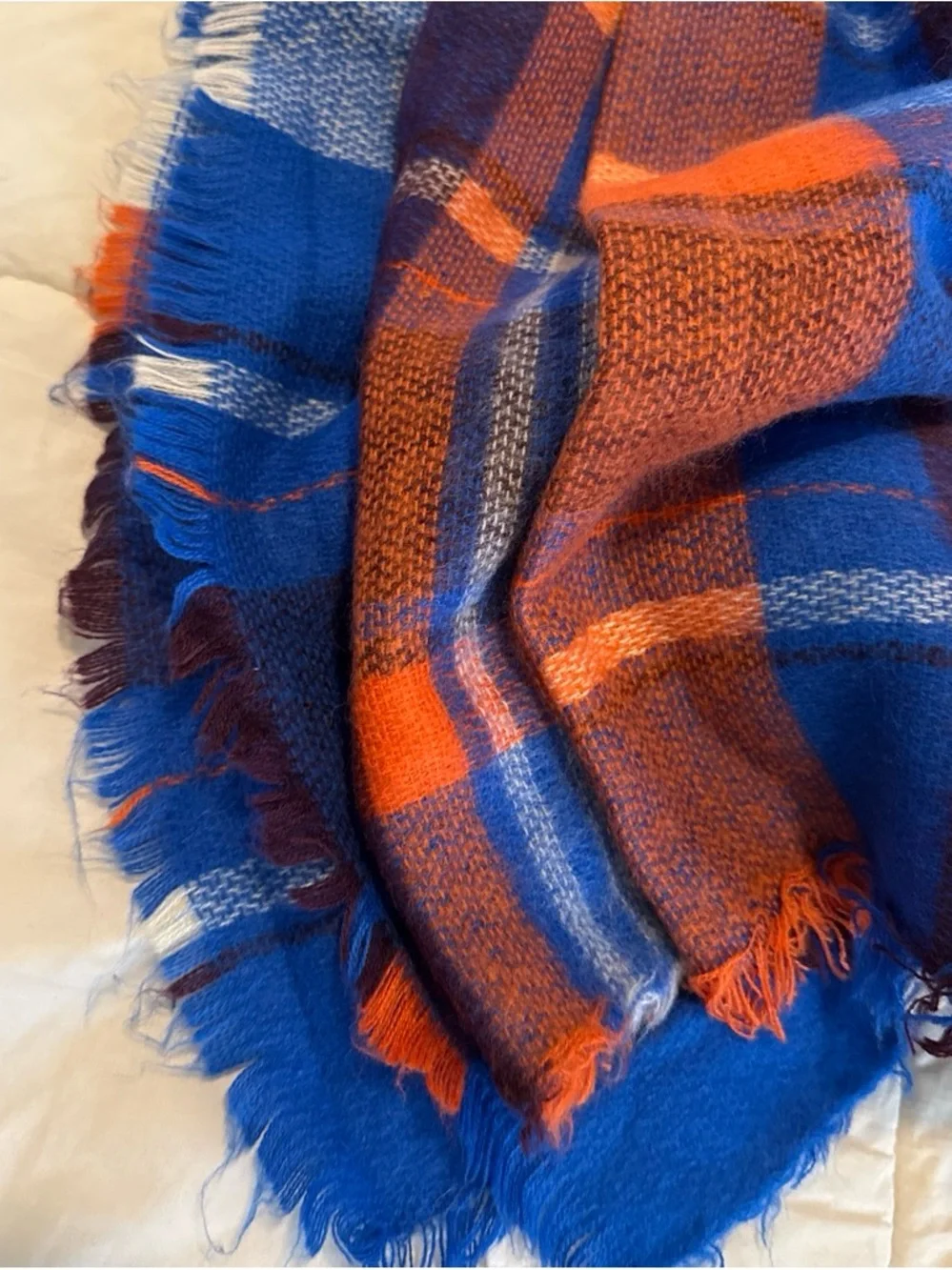 Zara Blue and Orange Plaid Throw